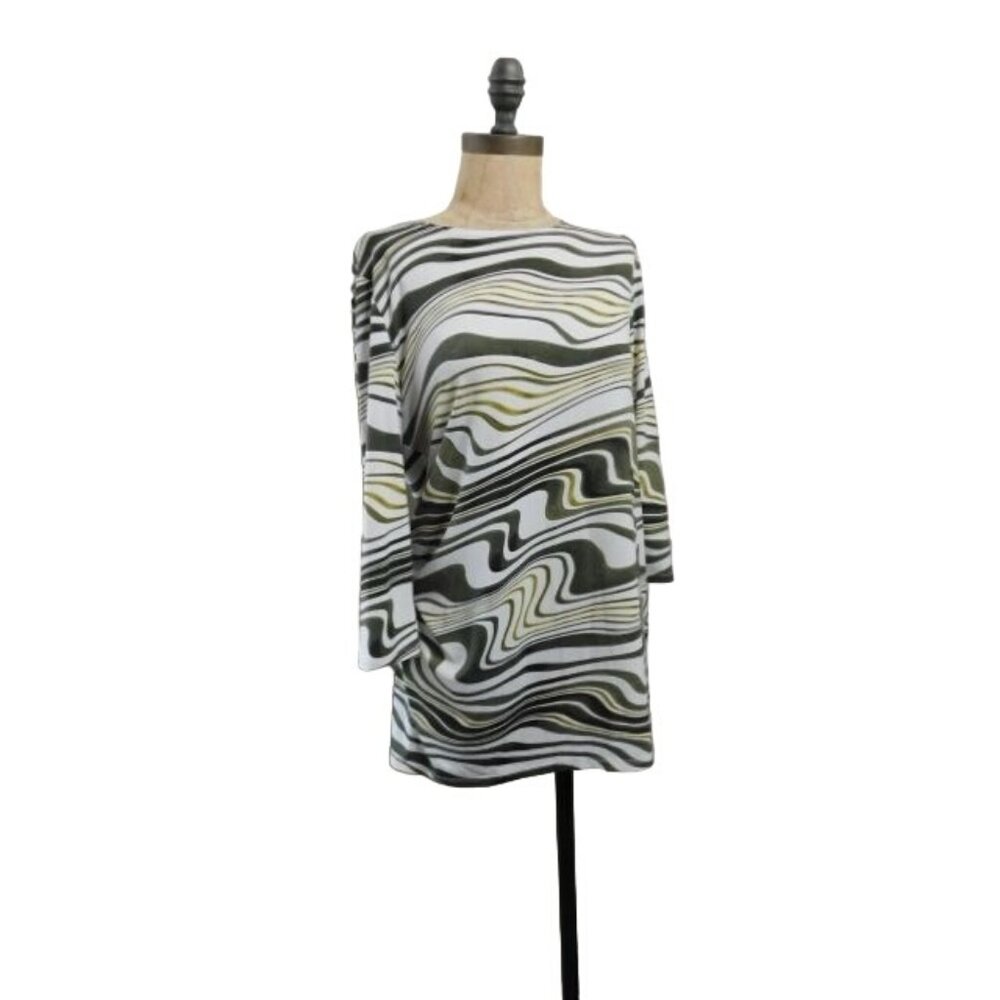 Chico's Size S Small (0) Travelers Slinky Stretchy Retro Print Tunic Blouse
